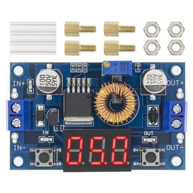 XL4015 High power 5A 75W DC-DC Adjustable Step-down Charger Module Step Down Buck Converter LED Driver with Red Voltmeter